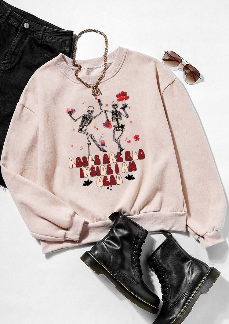 

Sweatshirts Roses Are Red Inside I Am Dead Sweatshirt in Khaki. Size: ,M,L,XL