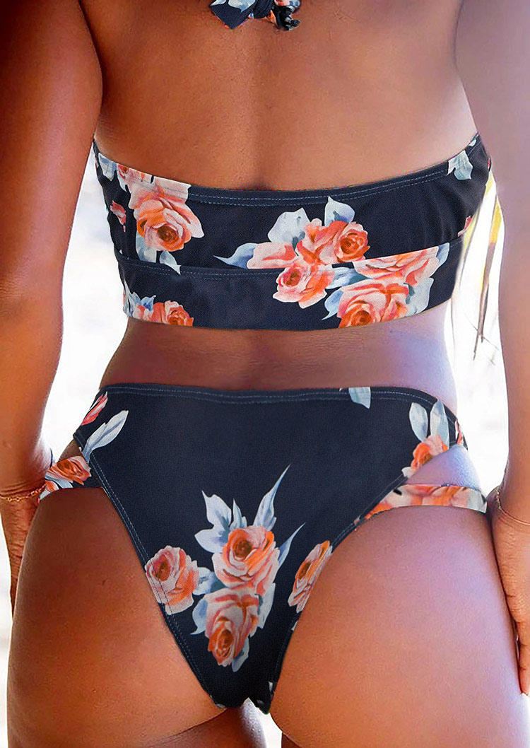 

Bikini Sets Floral Hollow Out Halter Bikini Set - Dark Grey in Gray. Size