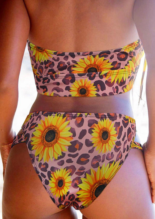 

Bikini Sets Sunflower Leopard Hollow Out Bikini Set in Pink. Size