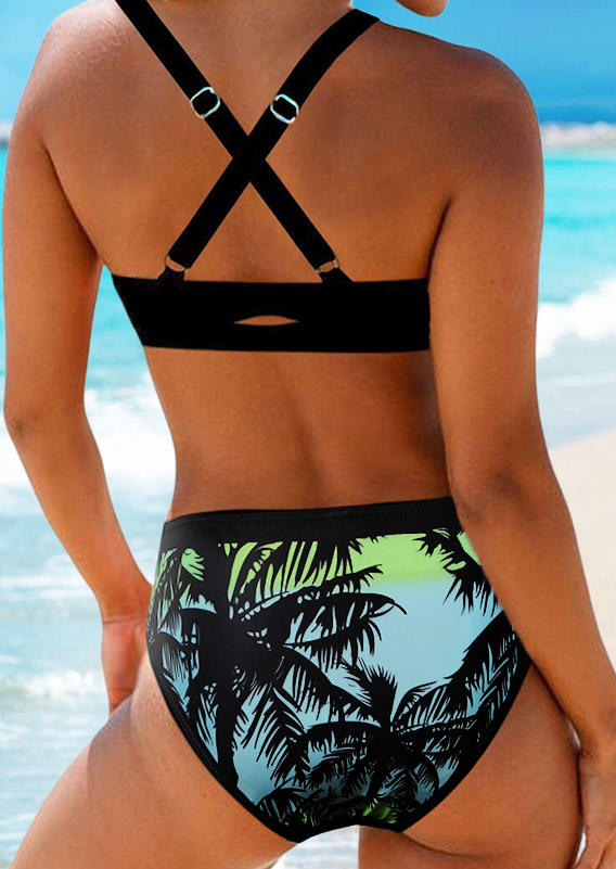 Bikini Sets Palm Leaf Criss-Cross Bikini Set in Multicolor. Size: S