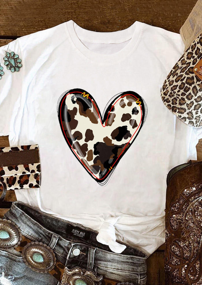 

T-shirts Tees Cow Heart T-Shirt Tee in White. Size