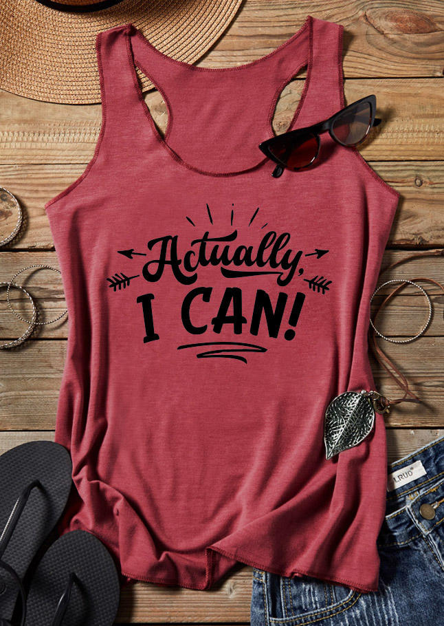 

Tank Tops Actually I Can Racerback Tank Top in Brick Red. Size