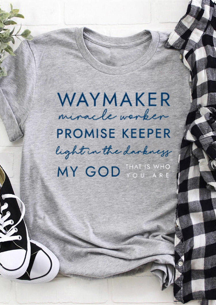 

T-shirts Tees Way Maker Promise Keeper My God T-Shirt Tee in Gray. Size: ,M,L,XL