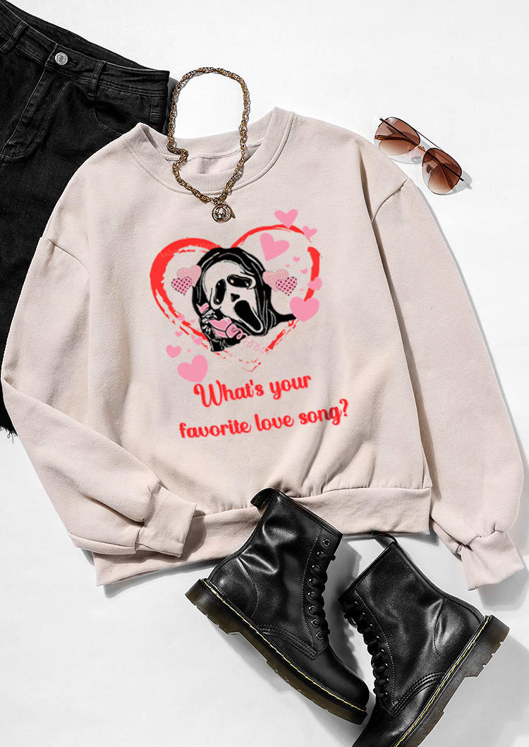 

Sweatshirts Valentine What' Your Favorite Love Song Sweatshirt in Apricot. Size: ,M,L,XL