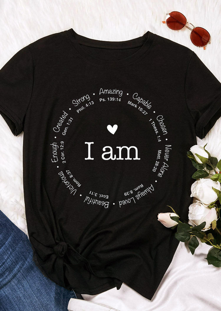 I Am Inspirational Faith T-Shirt Tee - Black
