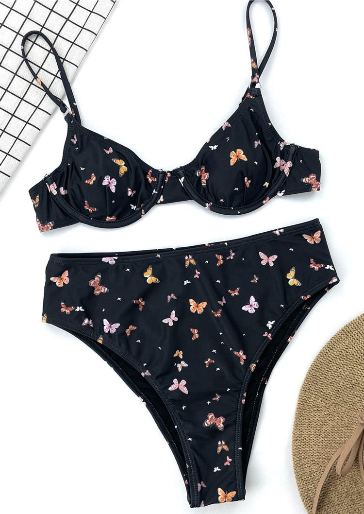 

Bikini Sets Butterfly Adjustable Straps Bikini Set in Black. Size