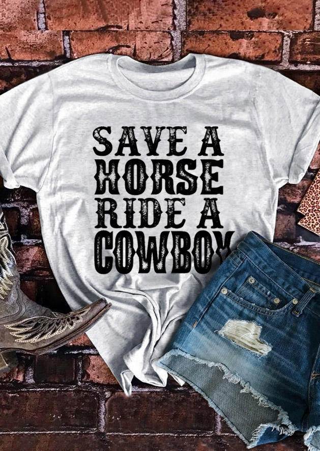 

T-shirts Tees Save A Horse Ride A Cowboy T-Shirt Tee in Gray. Size