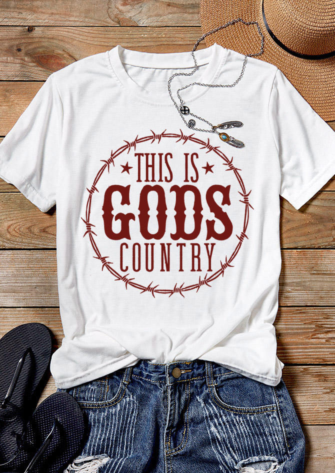 

T-shirts Tees This Is God's Country O-Neck T-Shirt Tee in White. Size