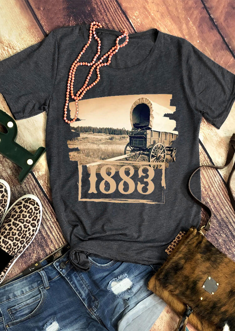 

T-shirts Tees 1883 Short Sleeve O-Neck T-Shirt Tee in Dark Grey. Size: ,M,L,XL