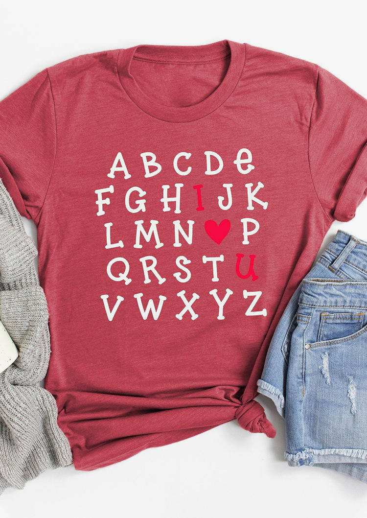 

T-shirts Tees Valentine I Love You T-Shirt Tee in Brick Red. Size: ,M,L