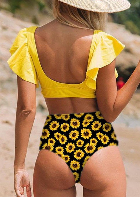 

Bikini Sets Sunflower Ruffled Bikini Set in Yellow. Size: L,M,,XL