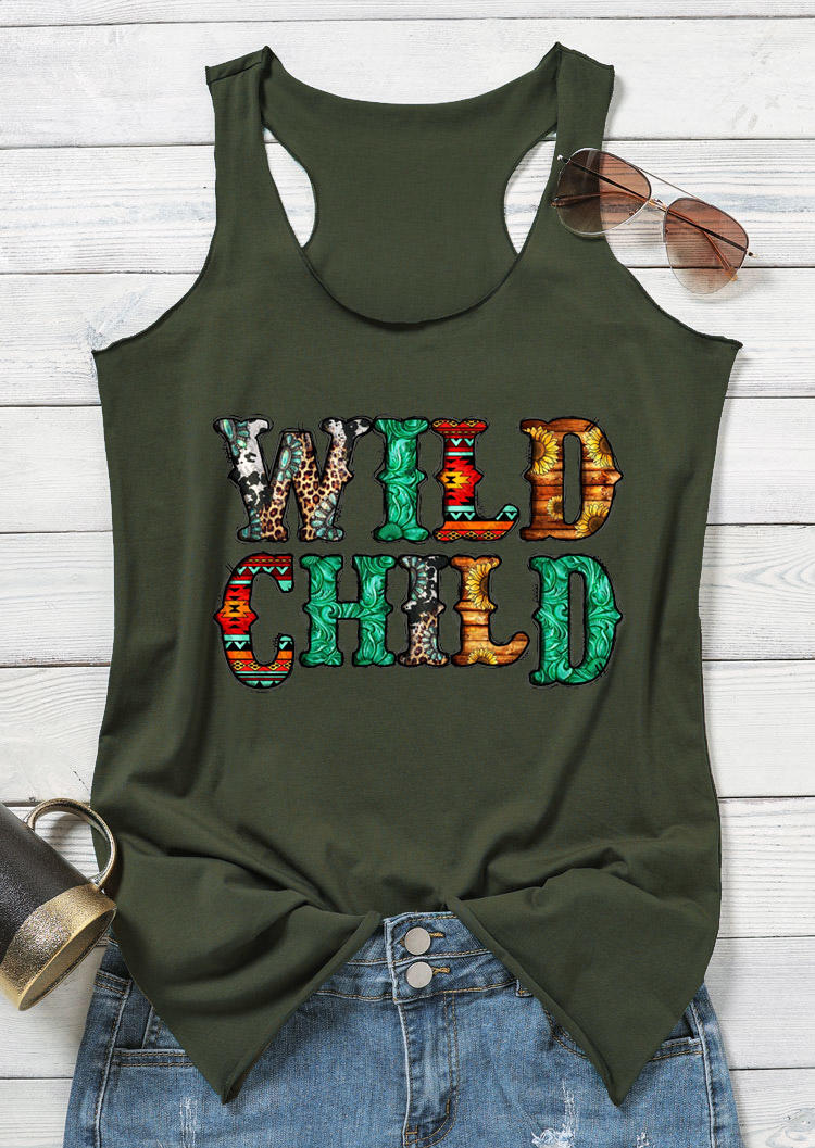 

Tank Tops Wild Child Leopard Racerback Tank Top in Army Green. Size