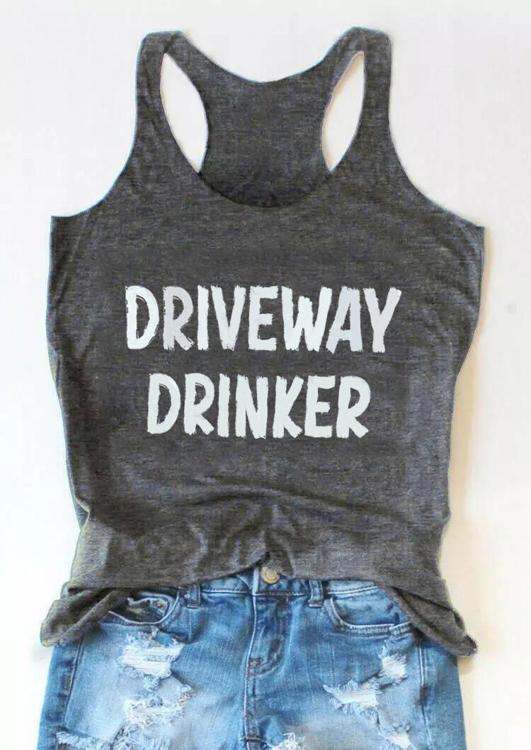 

Tank Tops Driveway Drinker Racerback Tank Top in Dark Grey. Size: ,M,L,XL
