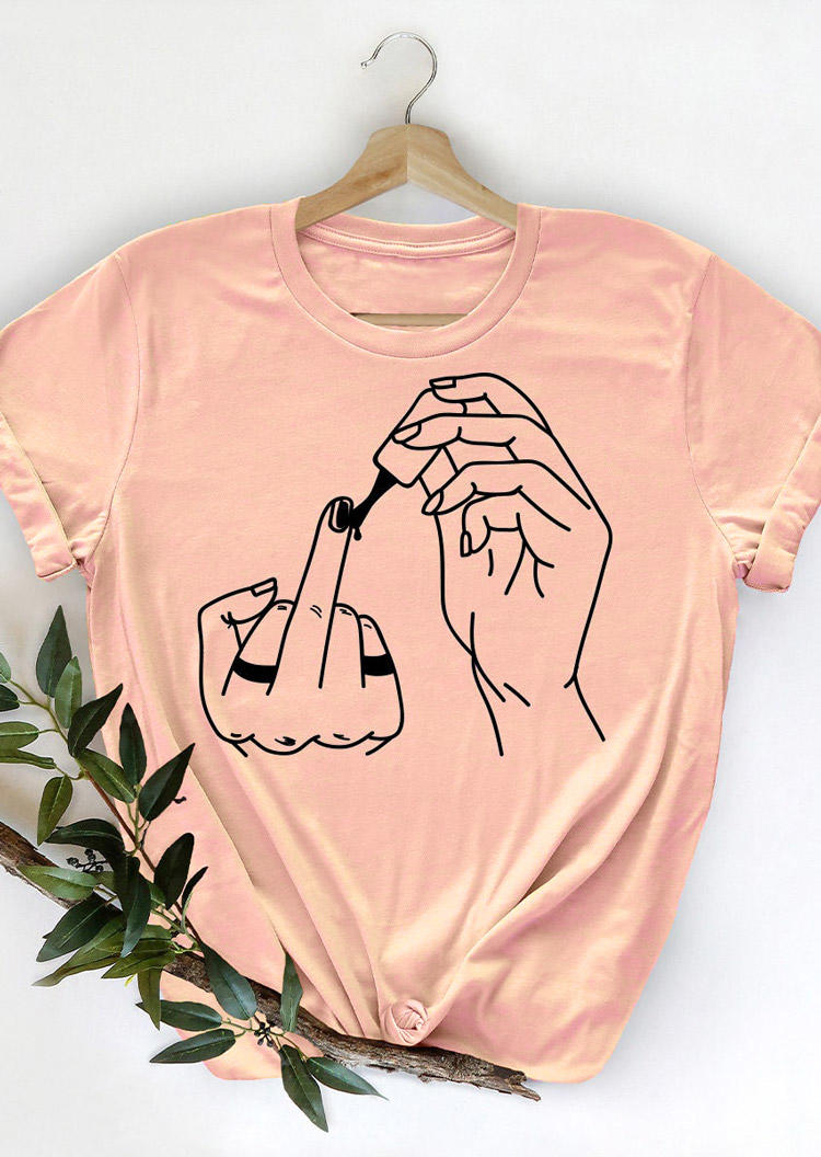 T-shirts Tees Empowered Women Nail T-Shirt Tee in Pink. Size: S,M,L,XL