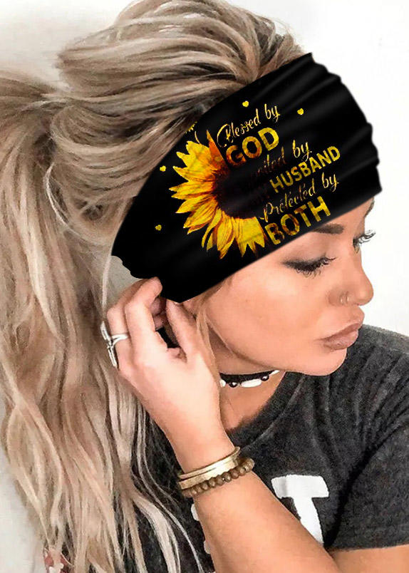 

Sunflower Elastic Wide Headband in Pattern2. Size