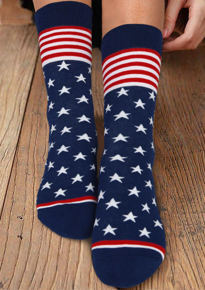 

Crew Socks Striped Star American Flag Crew Socks in Red. Size