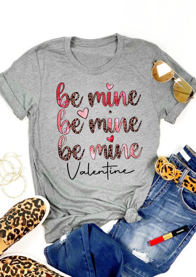 

T-shirts Tees Valentine Be Mine Herat Leopard T-Shirt Tee in Light Grey. Size: ,L