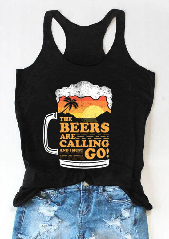 Tank Tops The Beers Are Calling And I Must Go Racerback Tank Top in Black. Size: S,M,L,XL