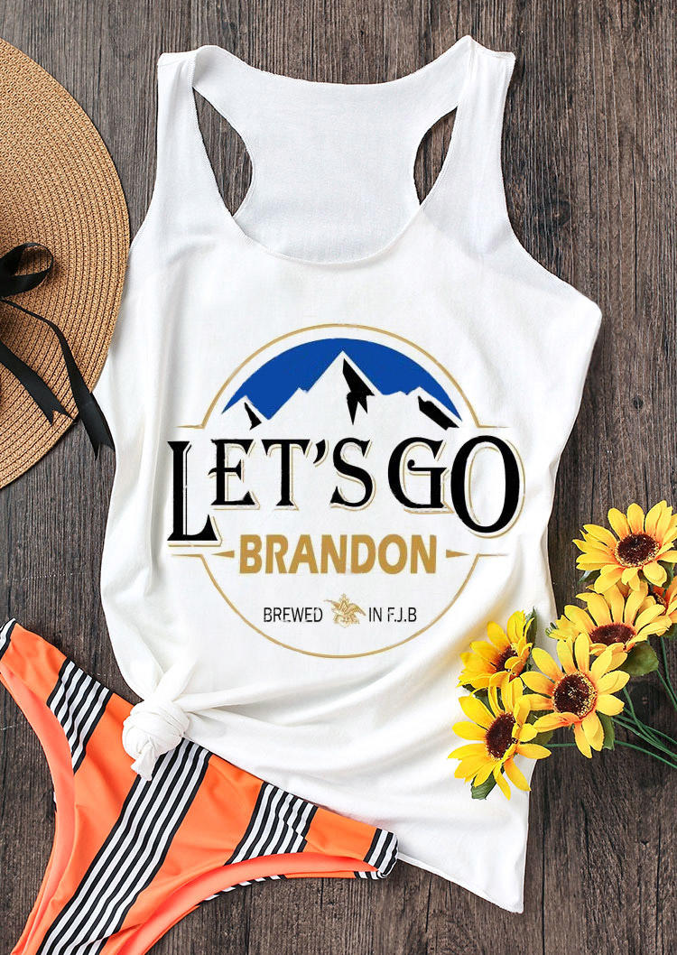 

Tank Tops Let' Go Brandon Racerback Tank Top in White. Size