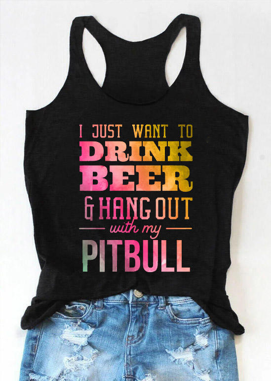 Tank Tops I Just Want To Drink Beer Racerback Tank Top in Black. Size: S,M,L,XL