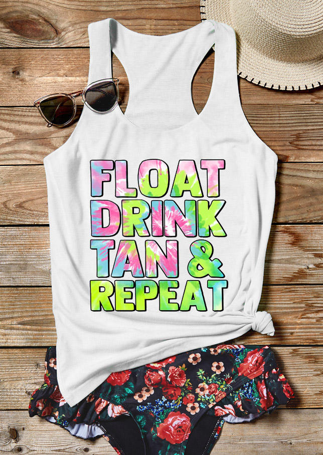 

Tank Tops Float Drink Tan Repeat Racerback Tank Top in White. Size