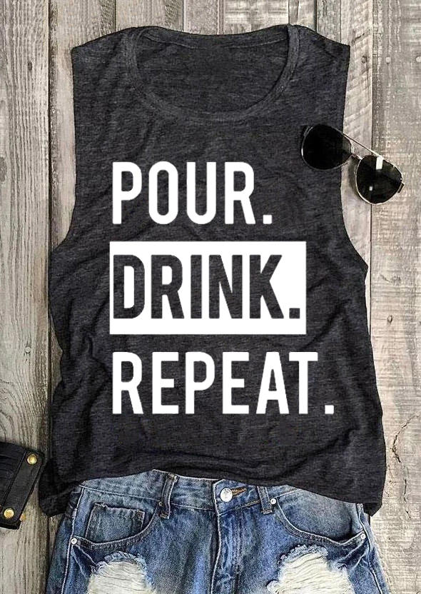 

Tank Tops Pour Drink Repeat Tank Top in Dark Grey. Size