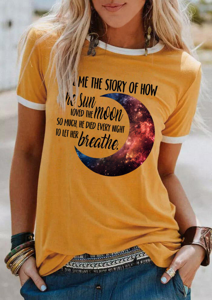 T-shirts Tees The Sun Loved The Moon T-Shirt Tee in Yellow. Size: M