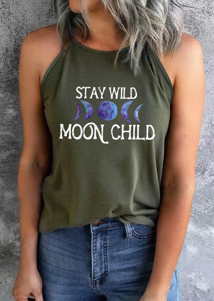 

Tank Tops Stay Wild Moon Child Tank Top in Army Green. Size: ,M,L,XL