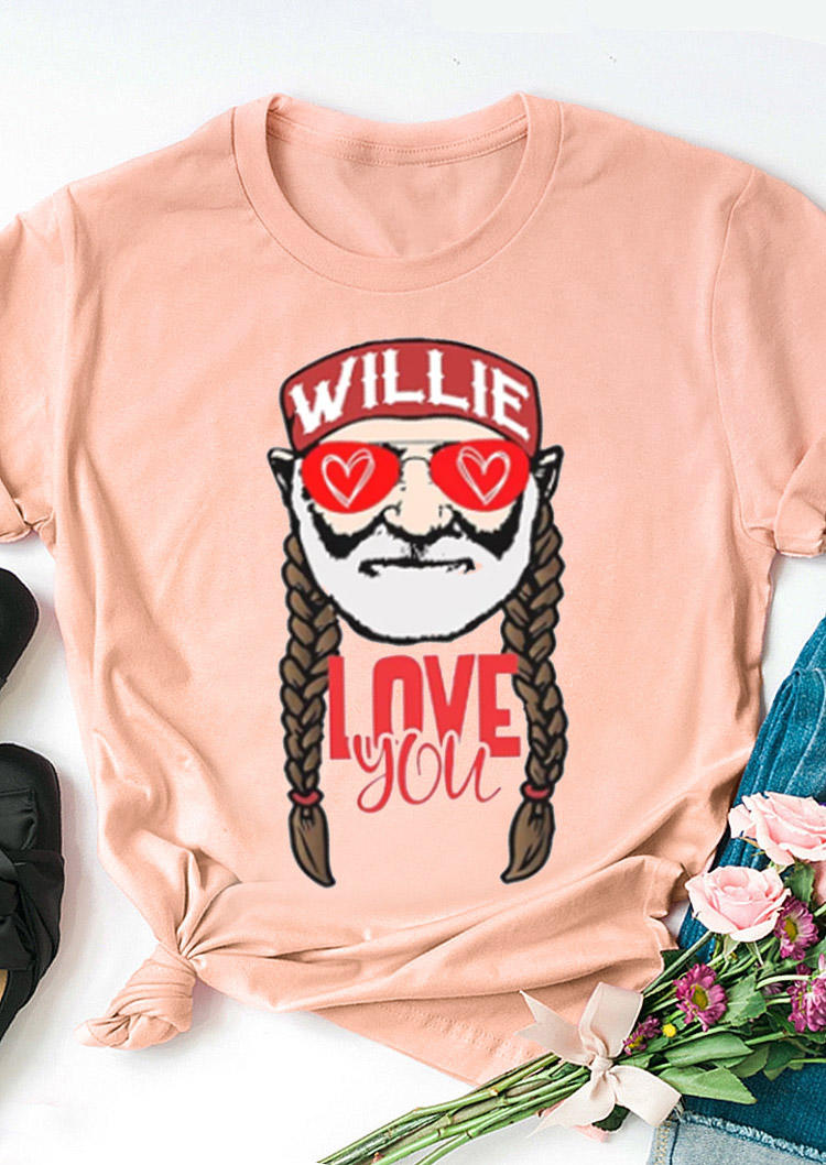 T-shirts Tees Willie Love You T-Shirt Tee in Pink. Size: L