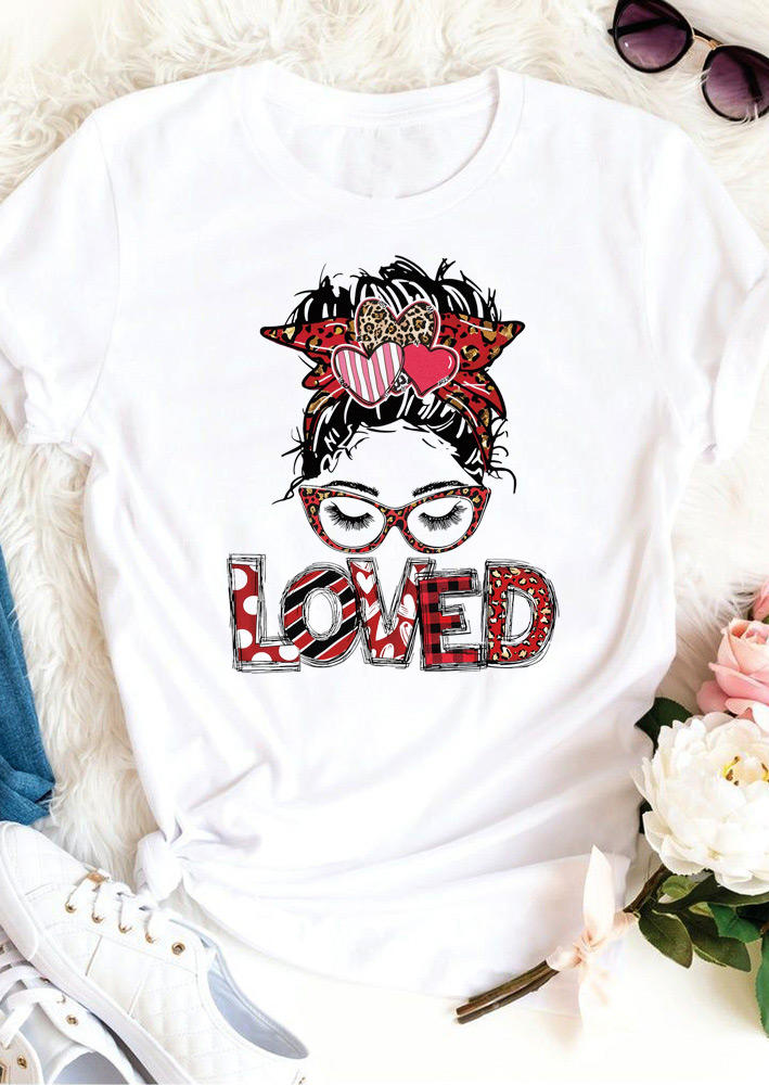 

T-shirts Tees One Loved Mama Leopard Heart T-Shirt Tee in White. Size: ,M,L,XL