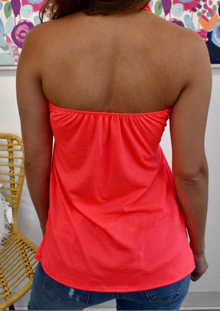 

Tank Tops Criss-Cross Halter Sleeveless Tank Top in Fluorescent Red. Size