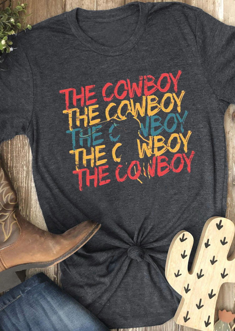 

T-shirts Tees The Cowboy O-Neck T-Shirt Tee in Dark Grey. Size: ,M,L,XL