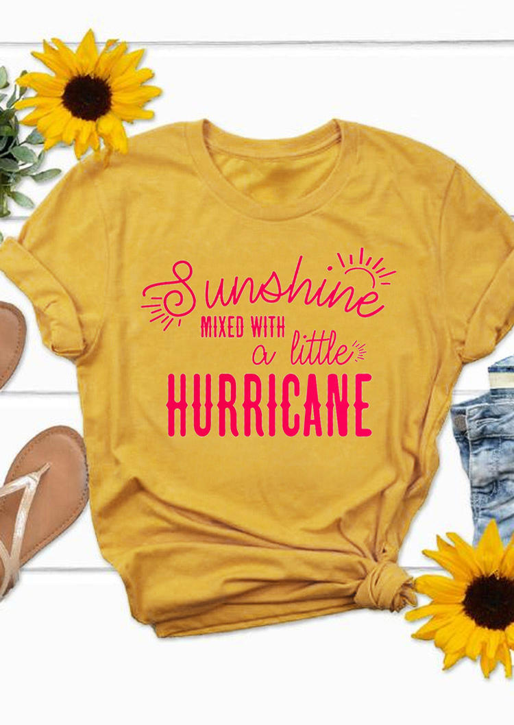 T-shirts Tees Sunshine Mixed With A Little Hurricane T-Shirt Tee in Yellow. Size: S,M,L,XL