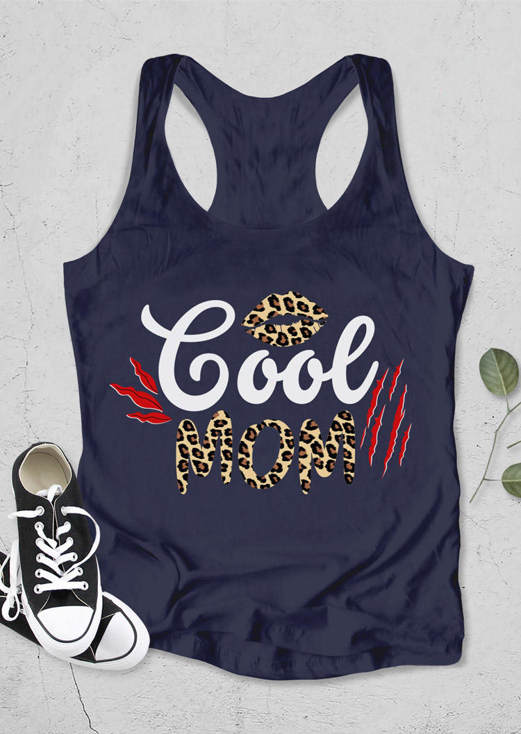 

Tank Tops Cool Mom Leopard Lips Racerback Tank Top in Navy Blue. Size: ,M,L,XL