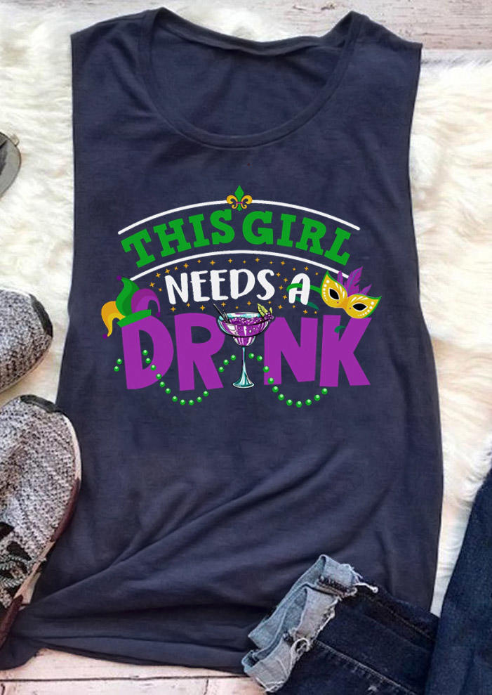 

Tank Tops This Girl Needs A Drink Tank Top in Navy Blue. Size: ,M,L,XL
