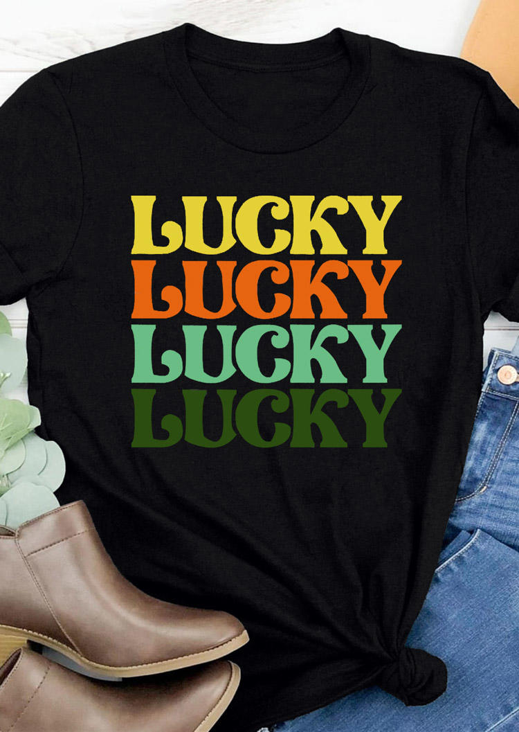 St. Patrick's Day Lucky T-Shirt Tee - Black 529615