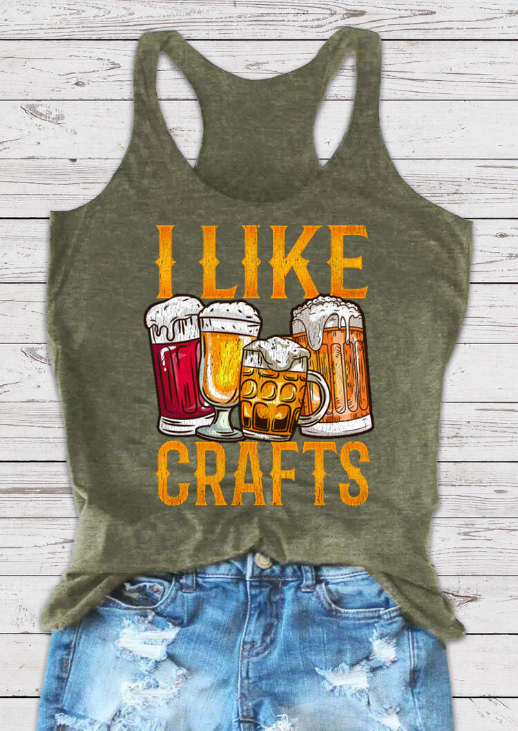 Tank Tops I Like Crafts Beer Racerback Tank Top in Green. Size: S,M,L,XL