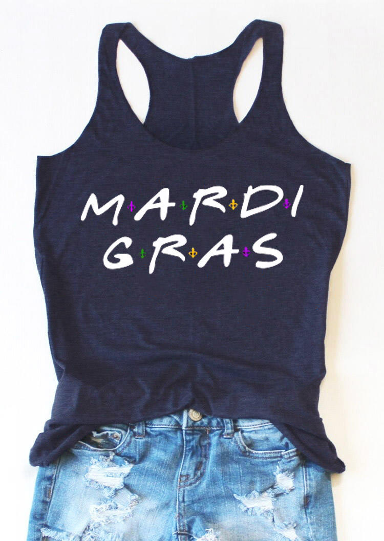 

Tank Tops Mardi Gras Racerback Tank Top in Navy Blue. Size