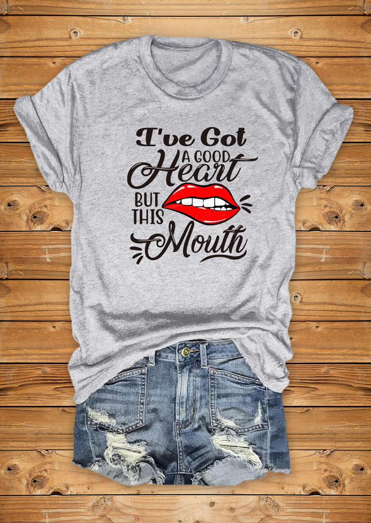 

T-shirts Tees I've Got A Good Heart But This Mouth T-Shirt Tee in Gray. Size