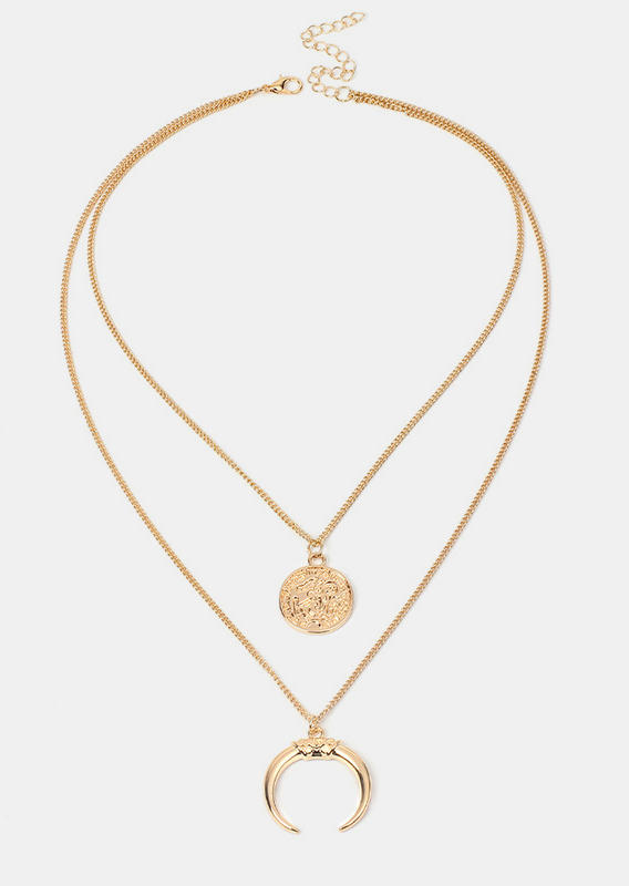

Necklaces Moon Double-Layered Necklace in Gold. Size