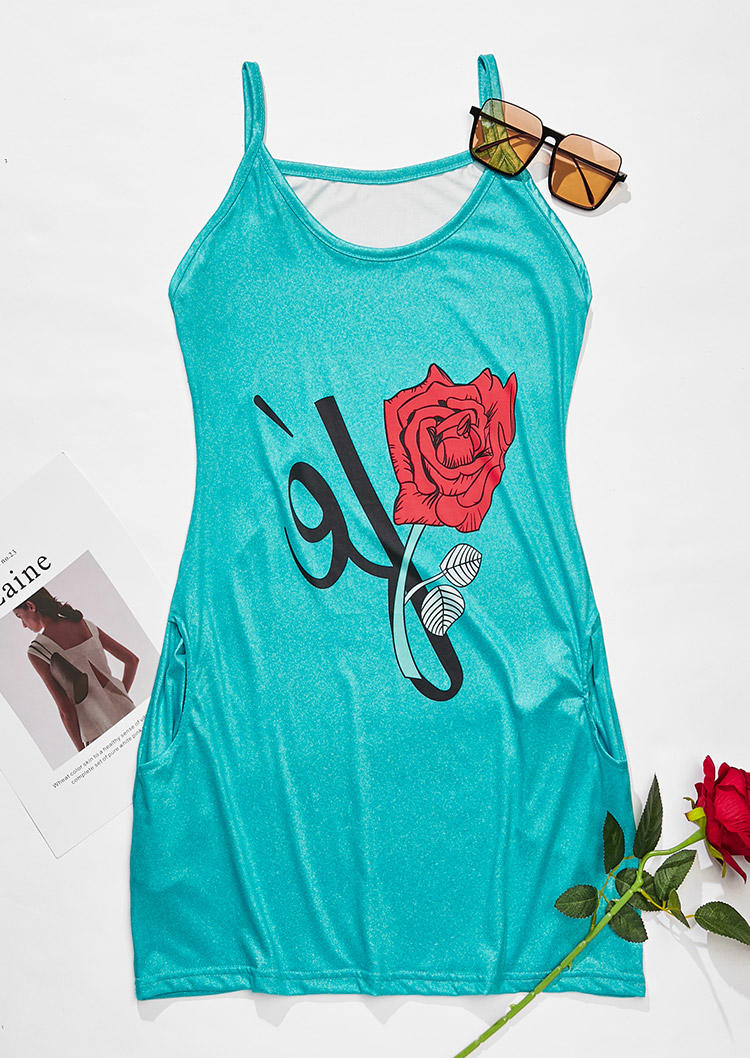 

Mini Dresses Rose Pocket Spaghetti Strap Mini Dress in Green. Size: ,M,L,XL