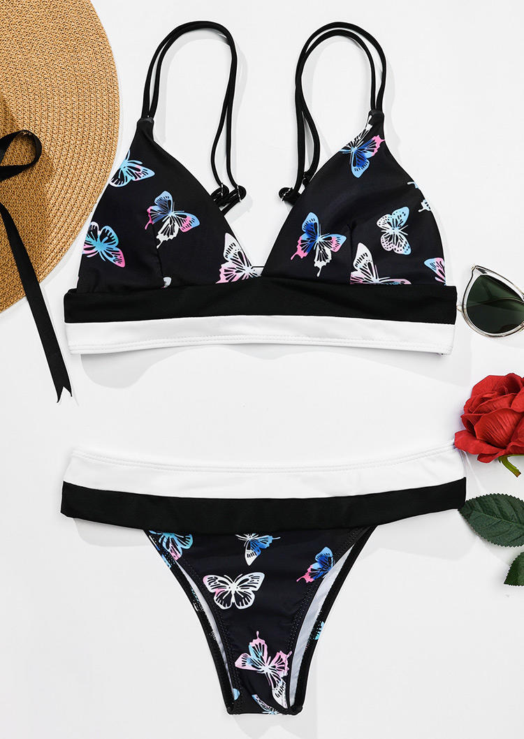 

Bikini Sets Butterfly Adjustable Straps Bikini Set in Black. Size: ,XL