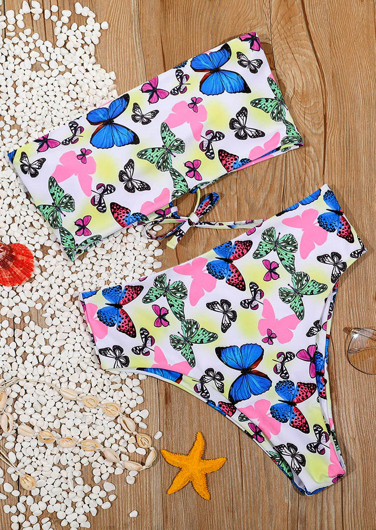 

Bikini Sets Butterfly Strapless Bikini Set in Multicolor. Size: ,M