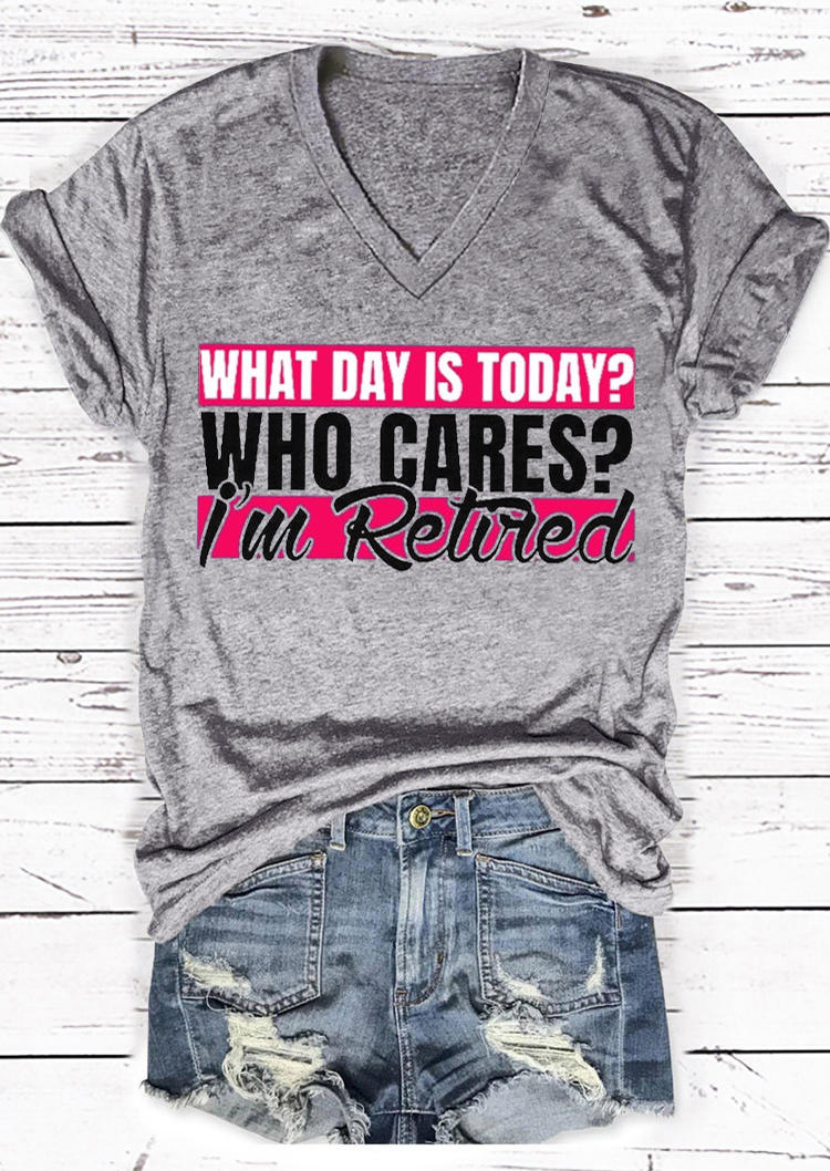 T-shirts Tees Who Cares I'm Retired T-Shirt Tee in Gray. Size: S,M,L,XL