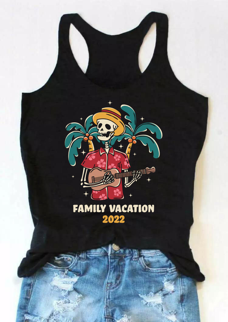

Tank Tops Family Vacation 2022 Racerback Tank Top in Black. Size