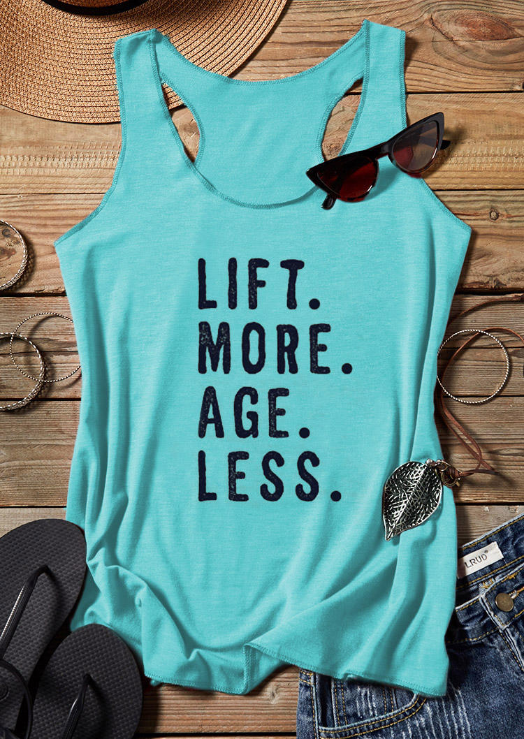

Tank Tops Lift More Age Less Racerback Tank Top in Cyan. Size