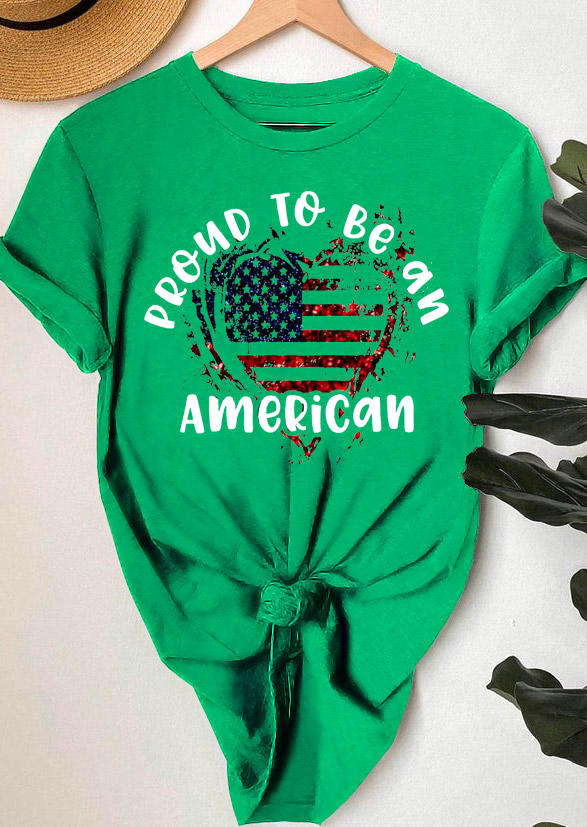 T-shirts Tees Proud To Be An American T-Shirt Tee in Green. Size: XL