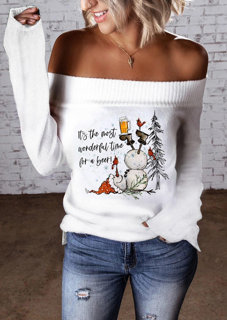 Sweaters It's The Most Wonderful Time For A Beer Sweater in White. Size: S,M,L,XL