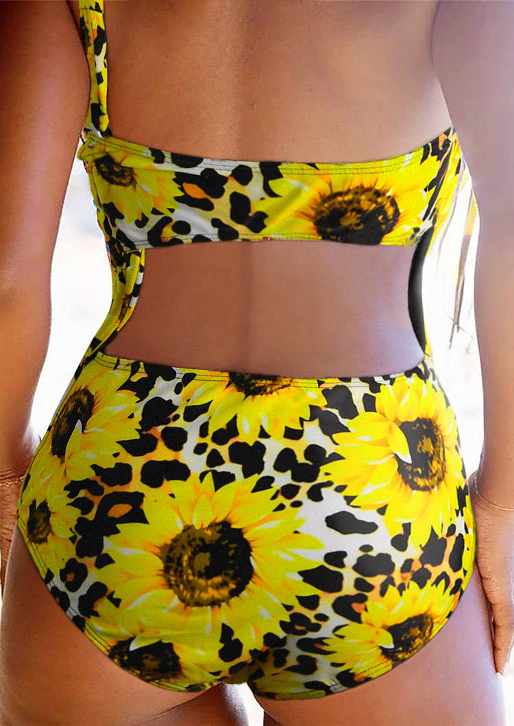 

One-Pieces Swimsuit Sunflower Leopard One-Piece Bathing Suit Swimwear in Yellow. Size: ,M,L,XL