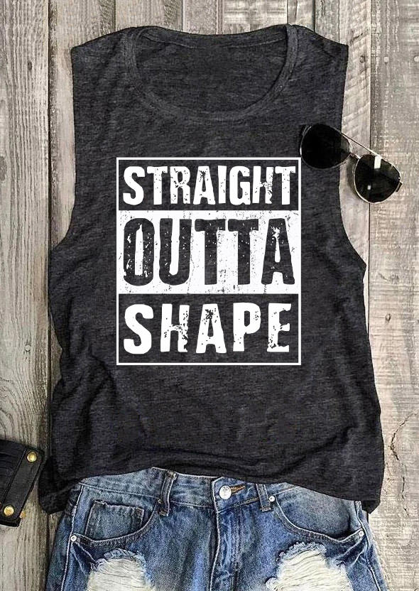 

Tank Tops Straight Outta Shape Sleeveless Tank Top in Dark Grey. Size: ,M,L,XL